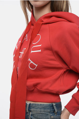Cropped Fit MEDALLION Hoodie with Embroidered Logo