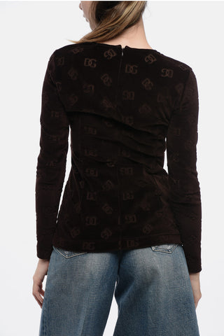 Long-sleeved Monogram Velour Top
