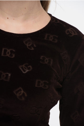 Long-sleeved Monogram Velour Top