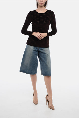 Long-sleeved Monogram Velour Top