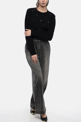 Single-pleated Wide Leg Denims 27cm
