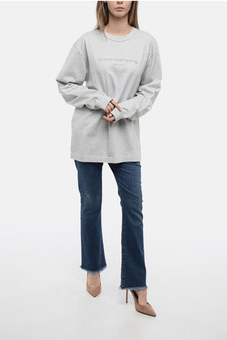 Oversized Lurex Sweatshirt with Embossed Logo