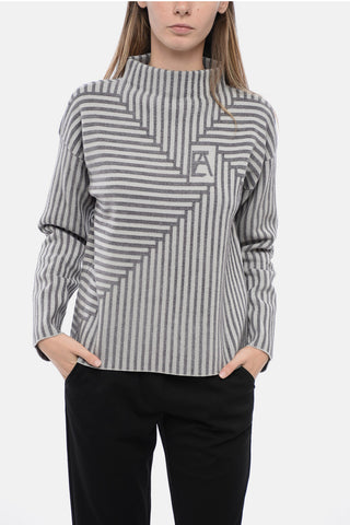EMPORIO ICON Turtleneck Jacquard Wool Blend Sweater