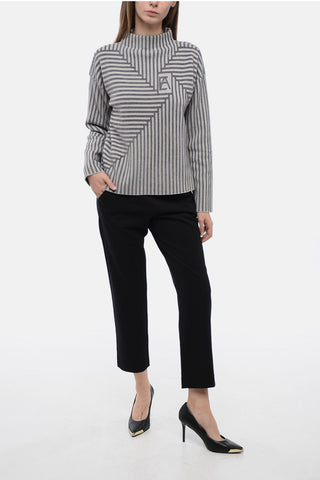 EMPORIO ICON Turtleneck Jacquard Wool Blend Sweater