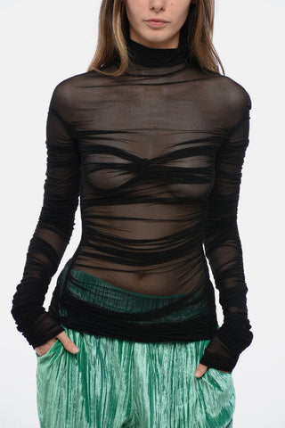 Top in Mesh con Dettaglio Drappeggiato