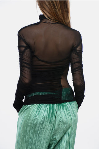 Top in Mesh con Dettaglio Drappeggiato