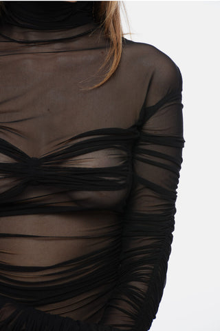 Top in Mesh con Dettaglio Drappeggiato
