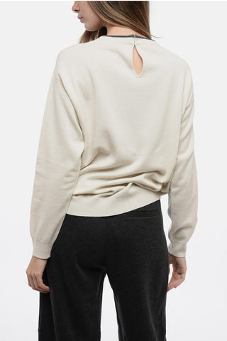 Jeweled Crew Neck Cashmere Blend Sweater