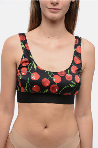 Silk Crop Top with Cherry Print
