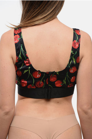 Silk Crop Top with Cherry Print