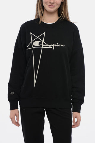 CHAMPION X RICK OWENS Crew Neck Sweatshirt with Embroidered Logo