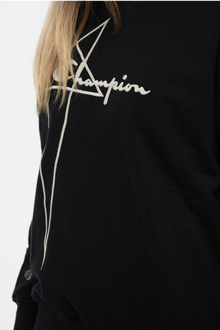 CHAMPION X RICK OWENS Crew Neck Sweatshirt with Embroidered Logo