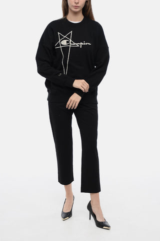 CHAMPION X RICK OWENS Crew Neck Sweatshirt with Embroidered Logo