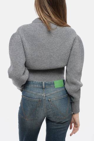 Crew Neck Cropped Fit Sweater with Jacquard Pattern