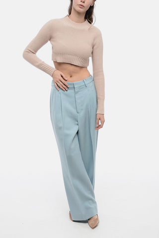 Crew Neck Cashmere Crop Sweater