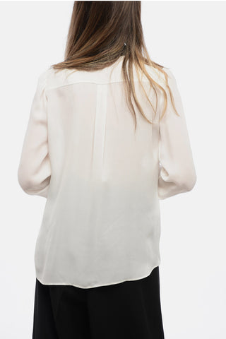 COUTURE Chiffon Contrasting Desing Blouse with Jewel Buttoms