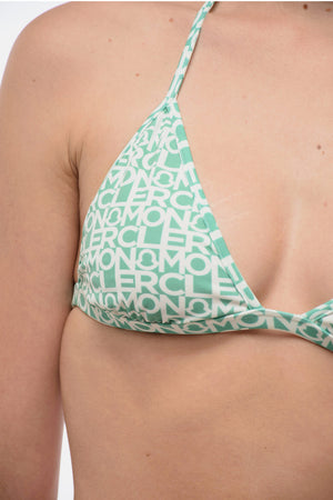 Bikini a Triangolo con Logo Stampato All-Over e Spalline Regolabili