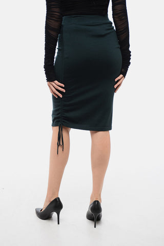Wool Pencil Skirt with Side Draw-String