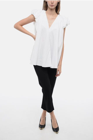 Blusa in Cotone con Maniche a Palloncino