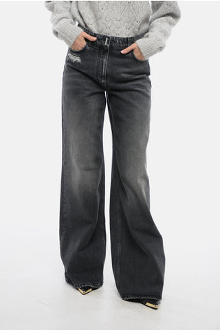 Stone Washed Palazzo Denims with Distressed Details 32cm