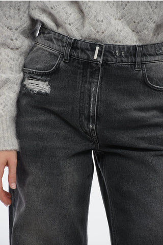 Stone Washed Palazzo Denims with Distressed Details 32cm