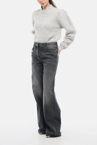 Stone Washed Palazzo Denims with Distressed Details 32cm