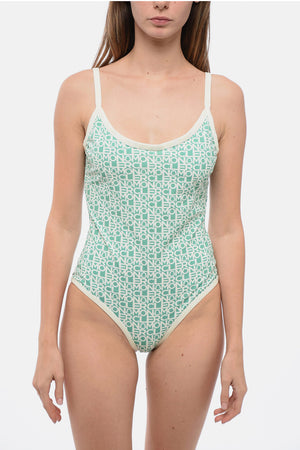 Costume Intero in Nylon Stretch con Logo All-Over