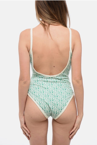 Einteiliger Badeanzug aus Stretch-Nylon mit All-Over-Logo