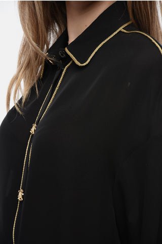 COUTURE Chiffon Blouse with Jewel Buttons