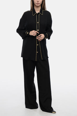 COUTURE Chiffon Blouse with Jewel Buttons