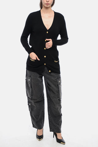 Pure Cashmere Cardigan with Jeweled Pockets
