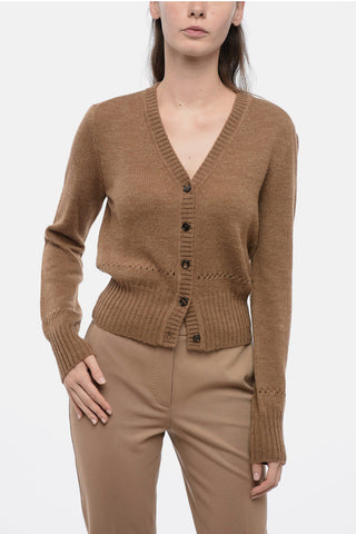 Alpaca Blend Cardigan with Openwork Details