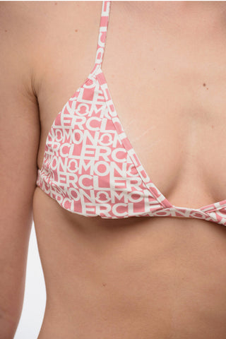 Bikini a Triangolo con Logo Stampato All-Over e Spalline Regolabili