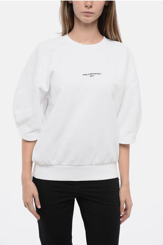 2001. Crew Neck Fleeced Cotton Sweatshirt with Printed Logo