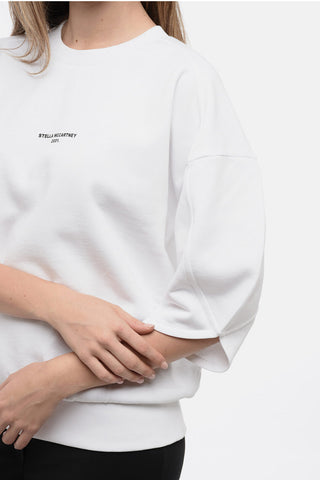 2001. Crew Neck Fleeced Cotton Sweatshirt with Printed Logo