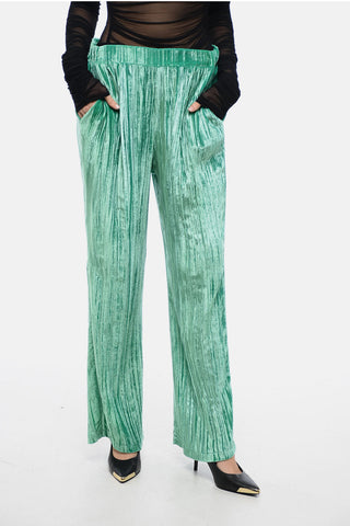 Curly Velvet Wide-Leg Pants