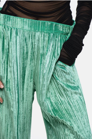 Curly Velvet Wide-Leg Pants