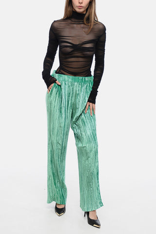 Curly Velvet Wide-Leg Pants