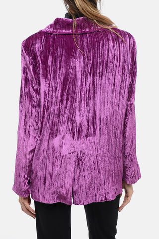 Curly Velvet Loose-Fit Blazer with Paded Shoulder