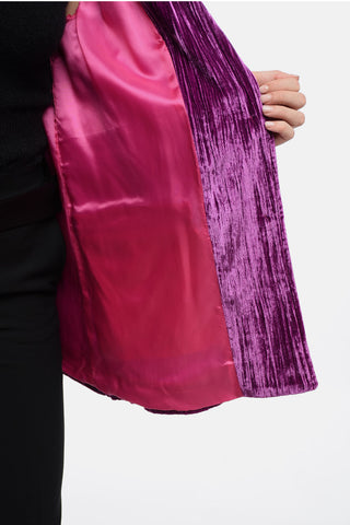 Curly Velvet Loose-Fit Blazer with Paded Shoulder