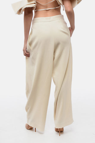 Wide-Leg Pants with Pleated Effect Belt