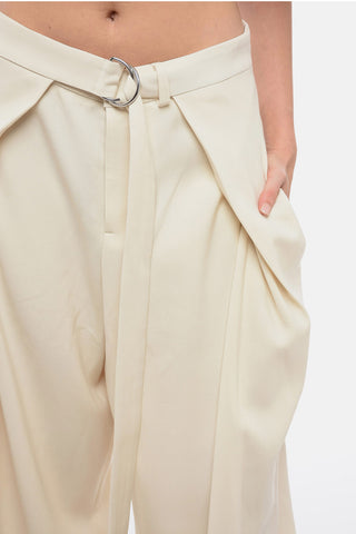Wide-Leg Pants with Pleated Effect Belt