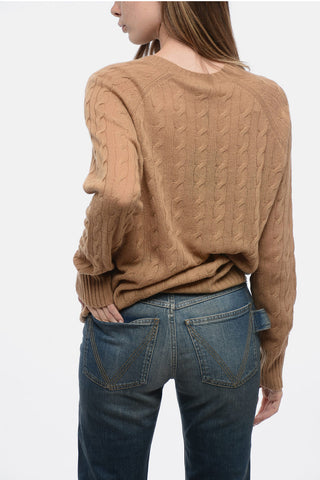 Cashmere Braids Sweater with Embroidered Logo