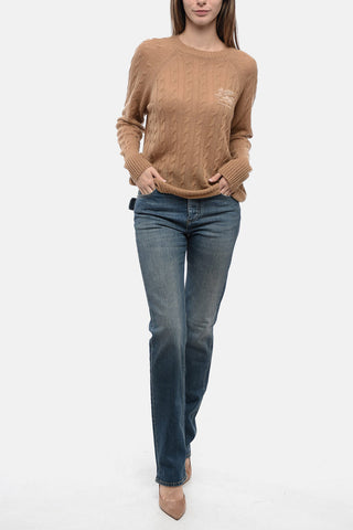 Cashmere Braids Sweater with Embroidered Logo