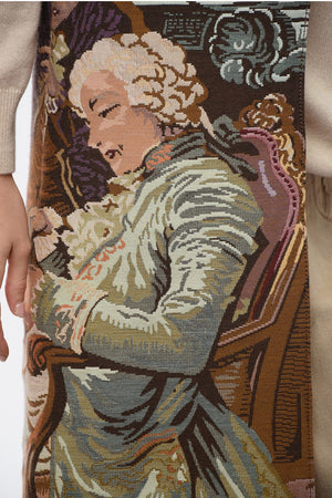 COUTURE Long Cotton Gilet with Tapestry-Style Motif