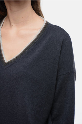 Jeweled V-Neck Pure Cashmere Sweater