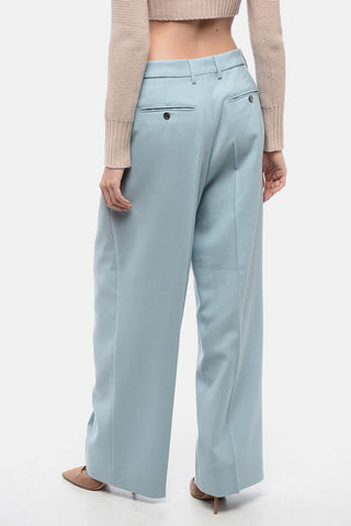 Virgin Wool Wide-leg Pants with Pleats Detail