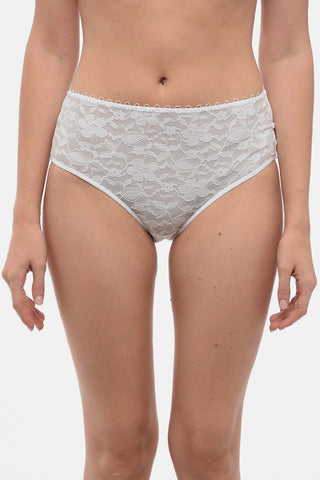 High Waisted Floral Motif Lace Briefs