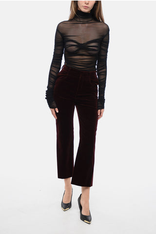 Velvet Straight-leg Pants