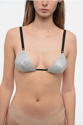 Triangle Bralette Top with Crystals Embellishment